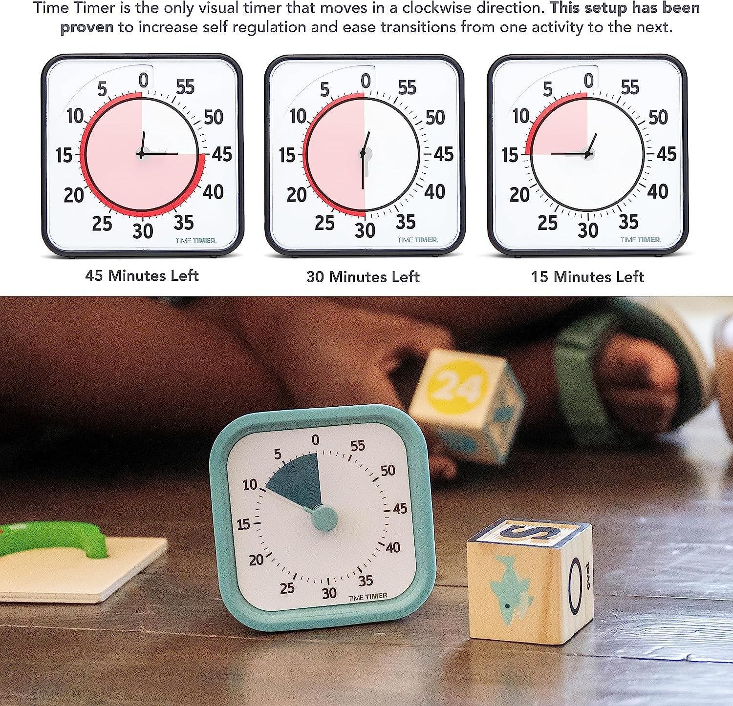 MOD 60-Minute Visual Timer - Home Edition with Silent Operation for Educational and Office Use (Lake Day Blue)