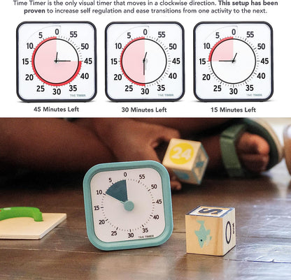 MOD 60-Minute Visual Timer - Home Edition with Silent Operation for Educational and Office Use (Lake Day Blue)