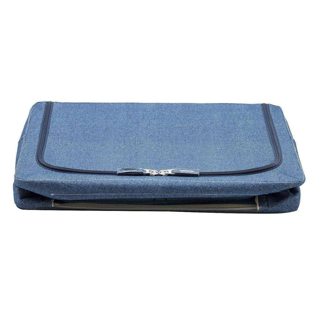 Jumbo Storage Bins, Organizers with Frame, Handles, and Window, Blue 24 In. X 14 In. Polyester Decorative Box Set of 4