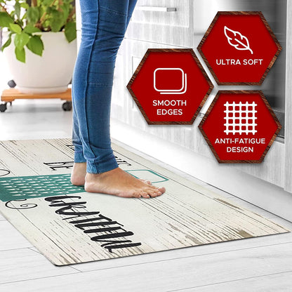 Kitchen Mat Cushioned anti Fatigue Floor Mat,19.6"X55", Thick Non Slip Waterproof Kitchen Rugs and Mats, Standing Mat for Kitchen,Floor,Home,Office,Desk,Sink,Laundry (Always Be Grateful)
