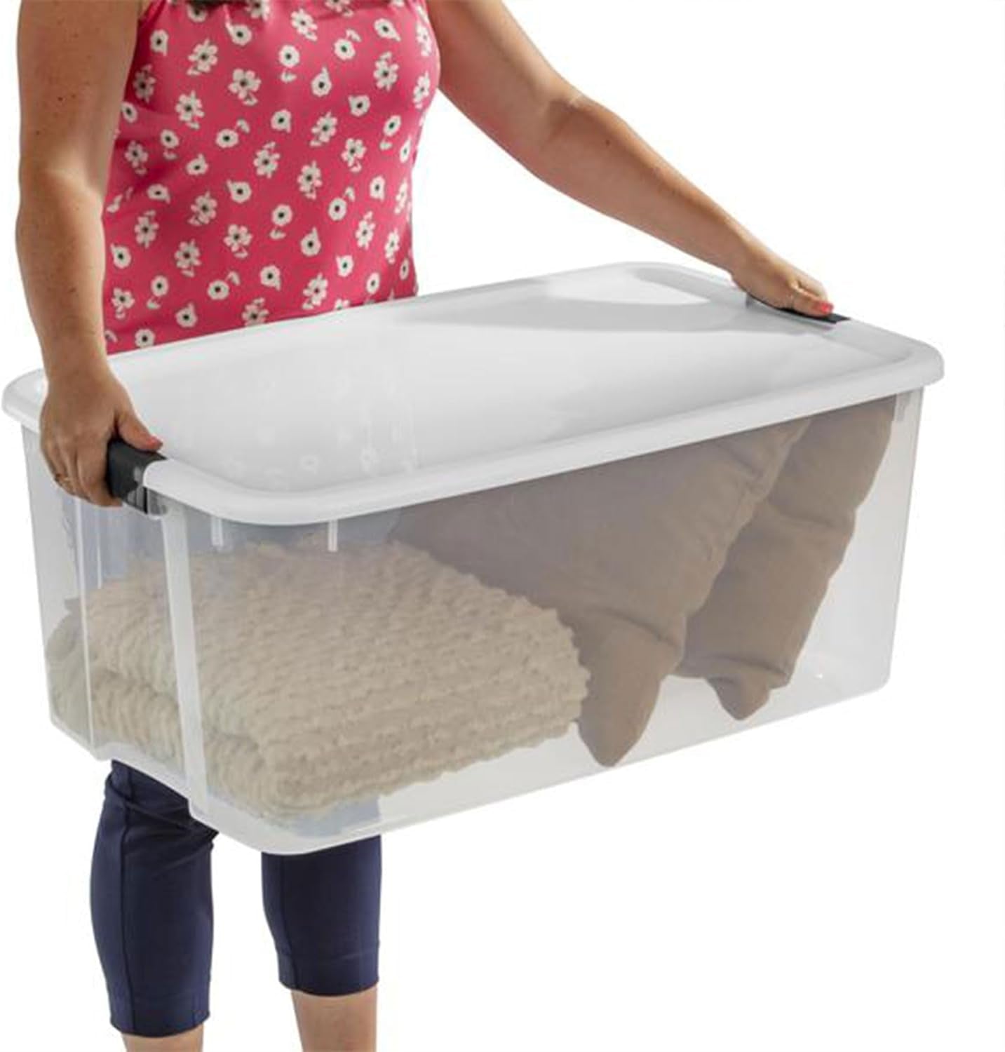 4 Sets of 116 Quart and 6 Sets of 18 Quart Heavy-Duty Stackable Clear Latch Lid Storage Container Tote for Home Organization