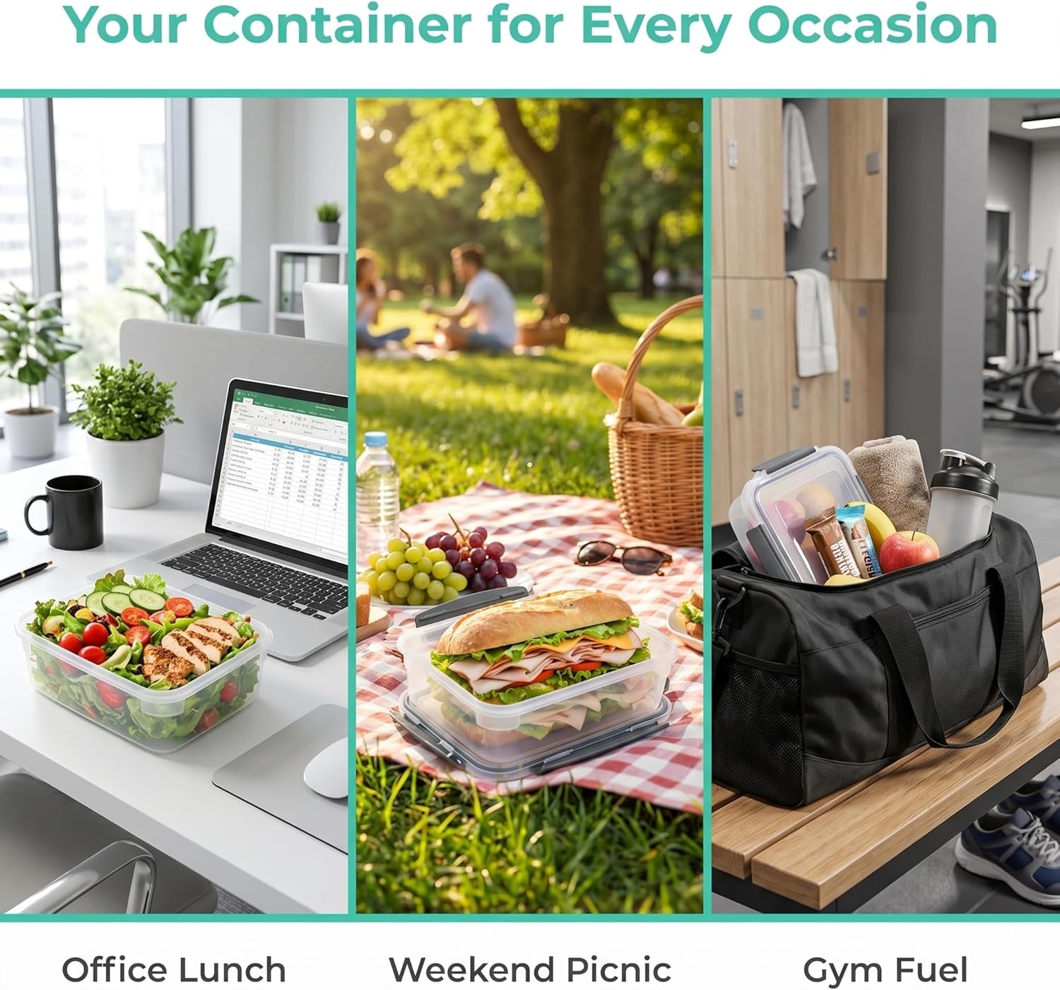 3Cup Plastic Food Storage Containers with Lids for Portion Control,5Pk | BPA Free,Stackable and Nestable,Snaplock Lid ,Freezer Dishwasher Microwave Safe