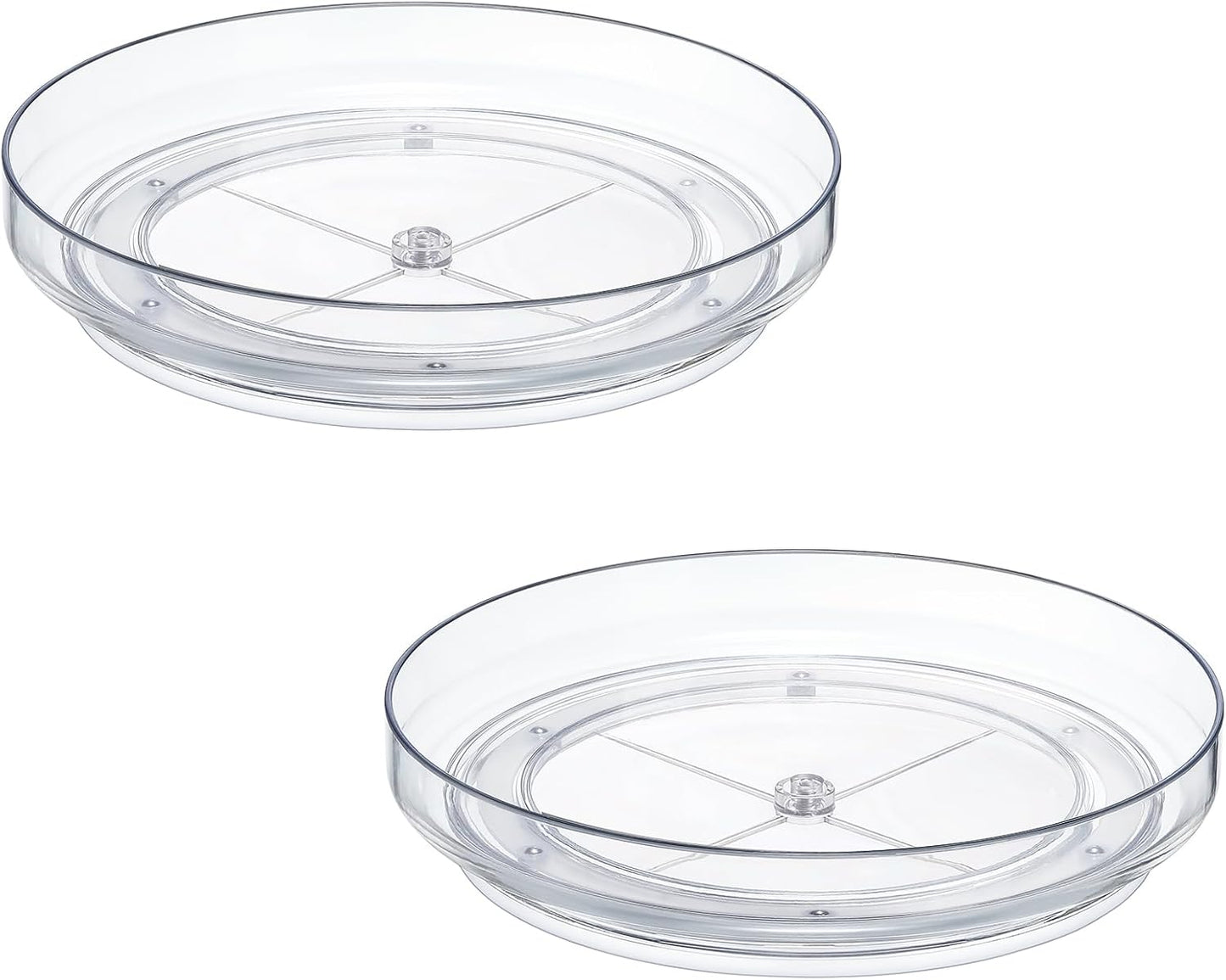 Set of 2 - 9-Inch Clear Acrylic Non-Skid Lazy Susan Turntable Organizers for Kitchen, Pantry, Refrigerator, Vanity, and Bathroom Storage