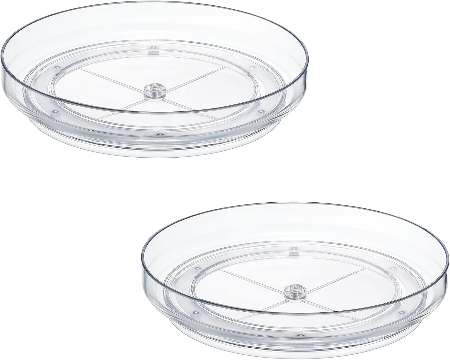 Set of 2 - 9-Inch Clear Acrylic Non-Skid Lazy Susan Turntable Organizers for Kitchen, Pantry, Refrigerator, Vanity, and Bathroom Storage