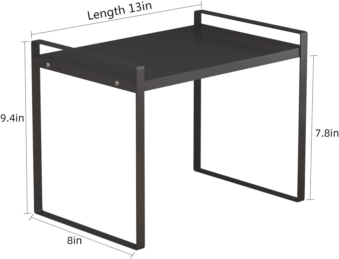 Countertop Organizer, Cupboard Stand Spice Rack, 13" Cabinet Pantry Shelf, Organization and Storage for Kitchen Bathroom, Metal Plate Black