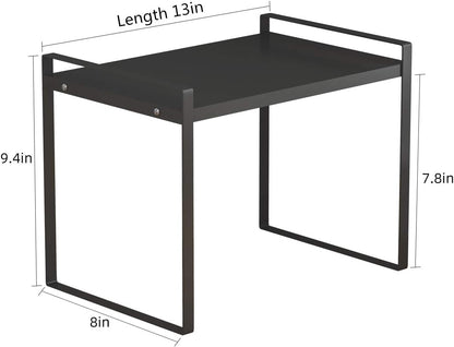 Countertop Organizer, Cupboard Stand Spice Rack, 13" Cabinet Pantry Shelf, Organization and Storage for Kitchen Bathroom, Metal Plate Black