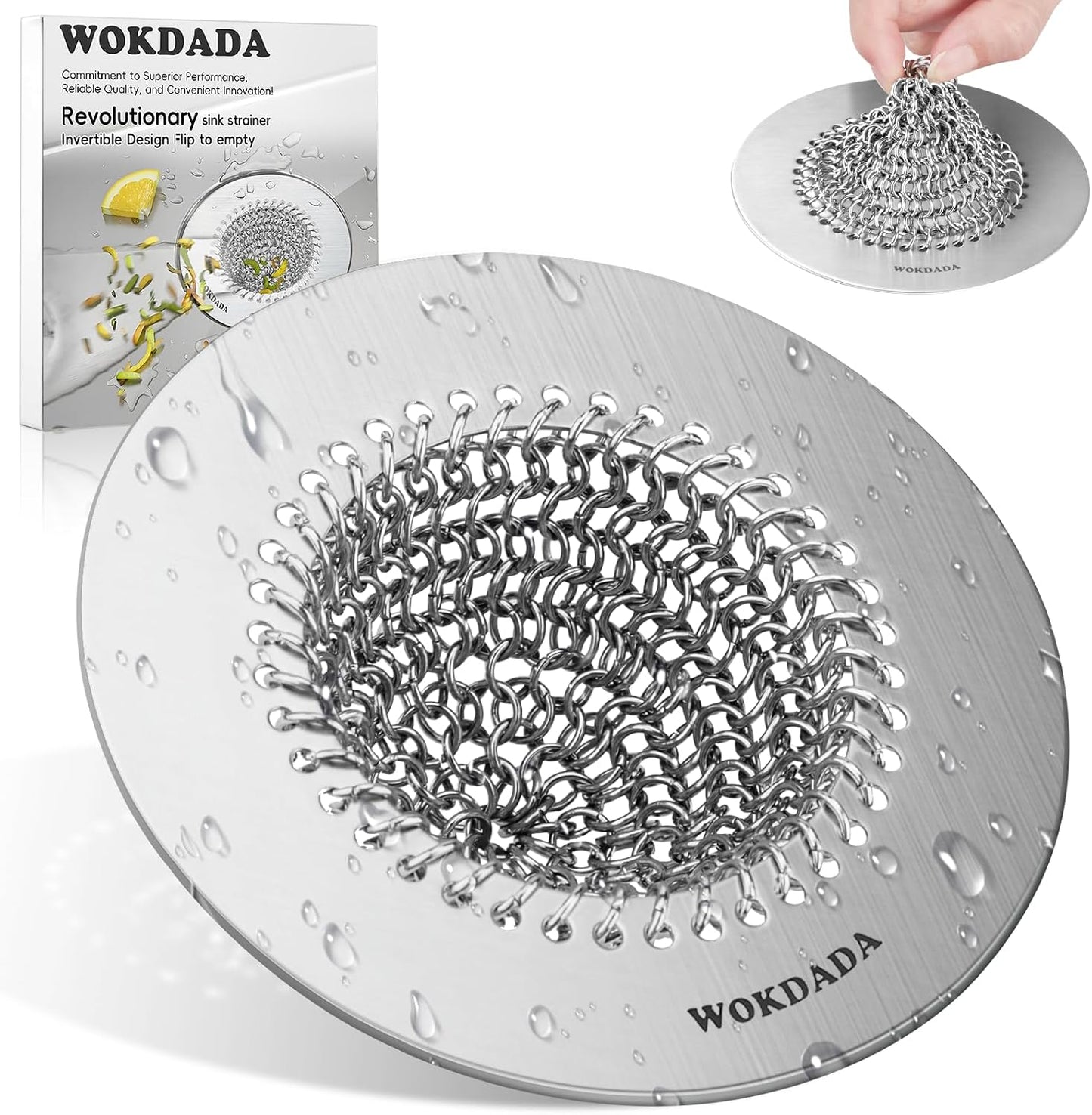 Reversible Kitchen Sink Drain Strainer, Anti-Clog Flat Edge Design | Anti-Slip Fit, Fast Drainage, Easy Flip Cleaning, Standard Sink Fit, Large Capacity, 304 Stainless Steel, Patented Design
