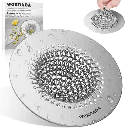 Reversible Kitchen Sink Drain Strainer, Anti-Clog Flat Edge Design | Anti-Slip Fit, Fast Drainage, Easy Flip Cleaning, Standard Sink Fit, Large Capacity, 304 Stainless Steel, Patented Design
