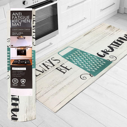 Kitchen Mat Cushioned anti Fatigue Floor Mat,19.6"X55", Thick Non Slip Waterproof Kitchen Rugs and Mats, Standing Mat for Kitchen,Floor,Home,Office,Desk,Sink,Laundry (Always Be Grateful)