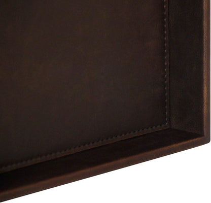 Decorative Vanity Tray, Desktop Storage Organizer, Catchall Tray, Valet Tray, Nightstand or Dresser Organizer, PU Faux Leather Bathroom Tray, Brown, 10.2 X 8.4 X 1.8 Inches