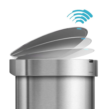 Simplehuman 45 Liter / 12 Gallon Semi-Round Automatic Sensor Trash Can, Brushed Stainless Steel