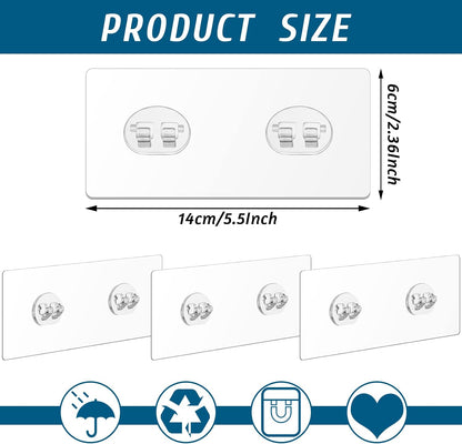 12 Pack Adhesive Hooks Sticker Strong Adhesive Wall Hooks Waterproof Adhesive Hooks for Shower Caddy Adhesive Replacement Clear Strong Sticker Hooks No Drilling Sticky Hanging Hooks (Double Hook)