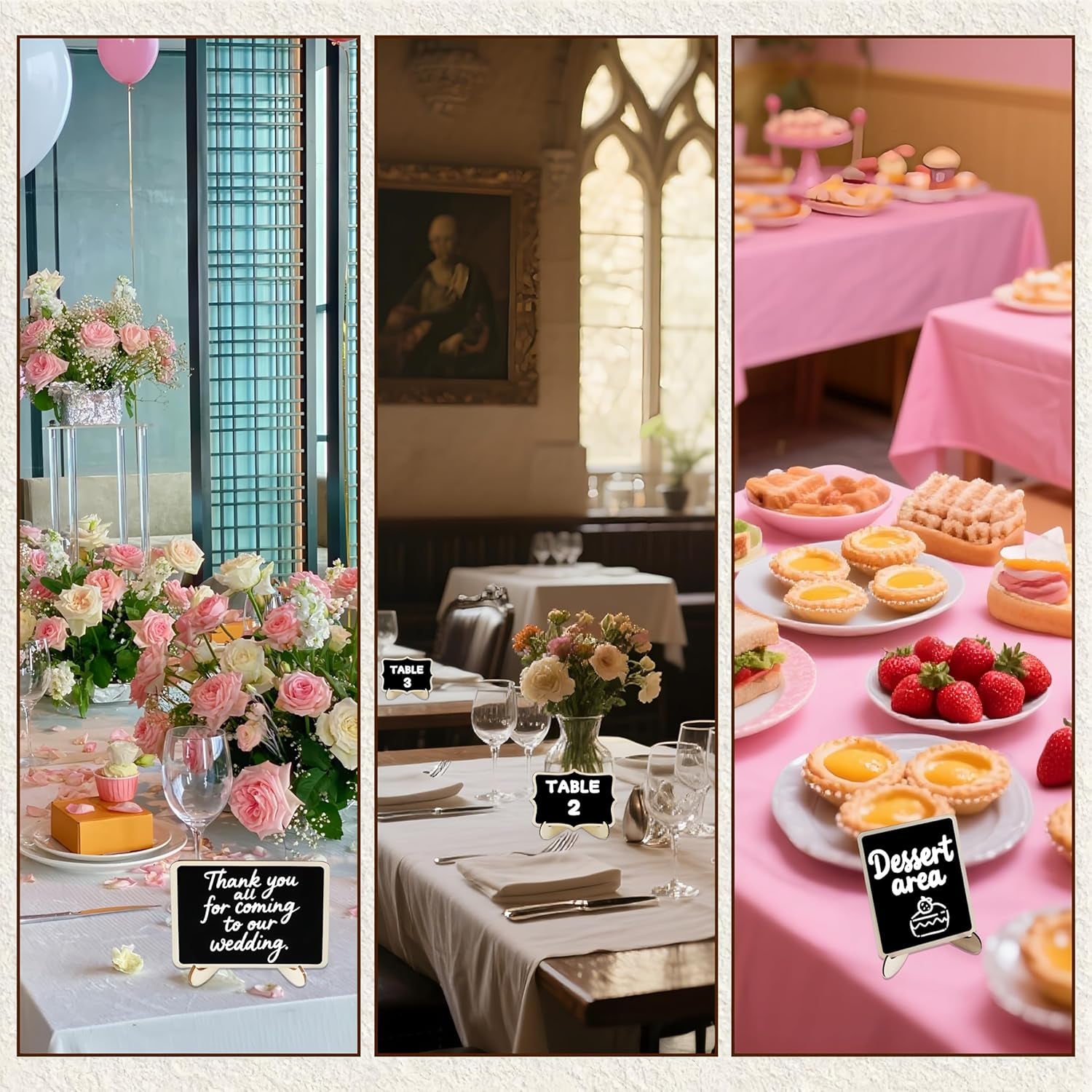 20PCS Mini Chalkboard Signs for Food Party Buffet Display Small Rectangle Chalkboards Blackboard with Stand for Tables W/1 Liquid Chalk,Wood Place Cards for Wedding,Birthday Party, Message Board Signs
