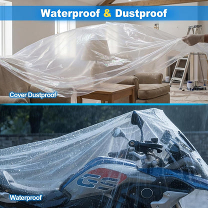 6 Pack Plastic Drop Cloths for Painting 9X12Ft - Disposable Premium Plastic Tarp for Painting, Lightweight Drop Cloth for Painting for Furniture & Floor Protection