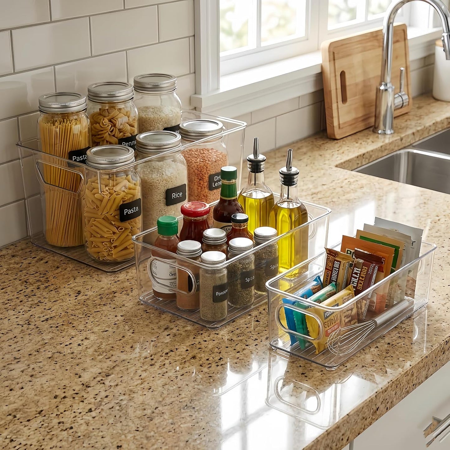 8 Pack of Tetris Champions: Clear Storage Bins for When Your Kitchen Needs a Game Plan!