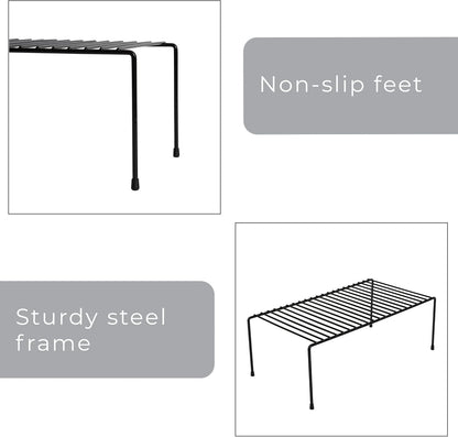 Large Classic Storage Shelf (8.5 x 16 in.) - Durable Steel Pantry Organizer with Rust-Resistant Finish and Non-Slip Feet for Efficient Home Organization and Storage