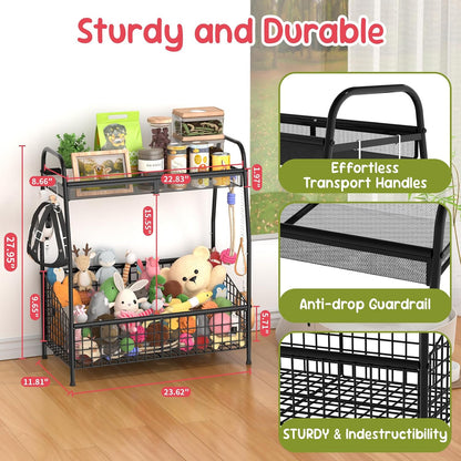 Indestructible Large Dog Toy Basket, Toy Box for Dogs,Pet Toys Bin Dog Metal Wire Basket for Toys, Food Storage, Storage Organizer Chest Storage, Toy Box for Living Room Area (Black)