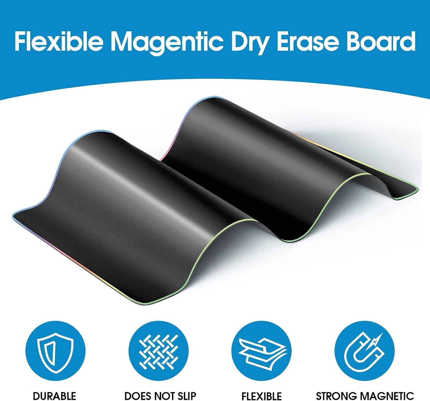 Magnetic Whiteboard for Fridge 12X8 Black 5 Pack | Strong Magnet, Dry Erase, Reusable, Easy Clean, Stain Resistant, Meal Planner, Grocery List, Family Notes, Kitchen Organizer