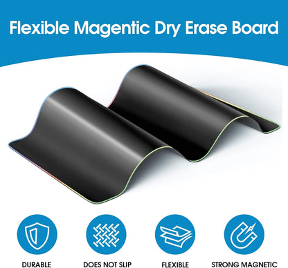 Magnetic Whiteboard for Fridge 12X8 Black 5 Pack | Strong Magnet, Dry Erase, Reusable, Easy Clean, Stain Resistant, Meal Planner, Grocery List, Family Notes, Kitchen Organizer