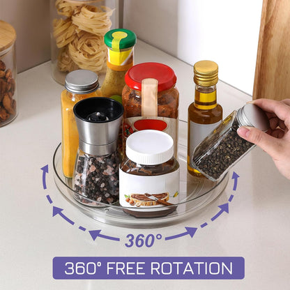 Set of 2 - 9-Inch Clear Acrylic Non-Skid Lazy Susan Turntable Organizers for Kitchen, Pantry, Refrigerator, Vanity, and Bathroom Storage