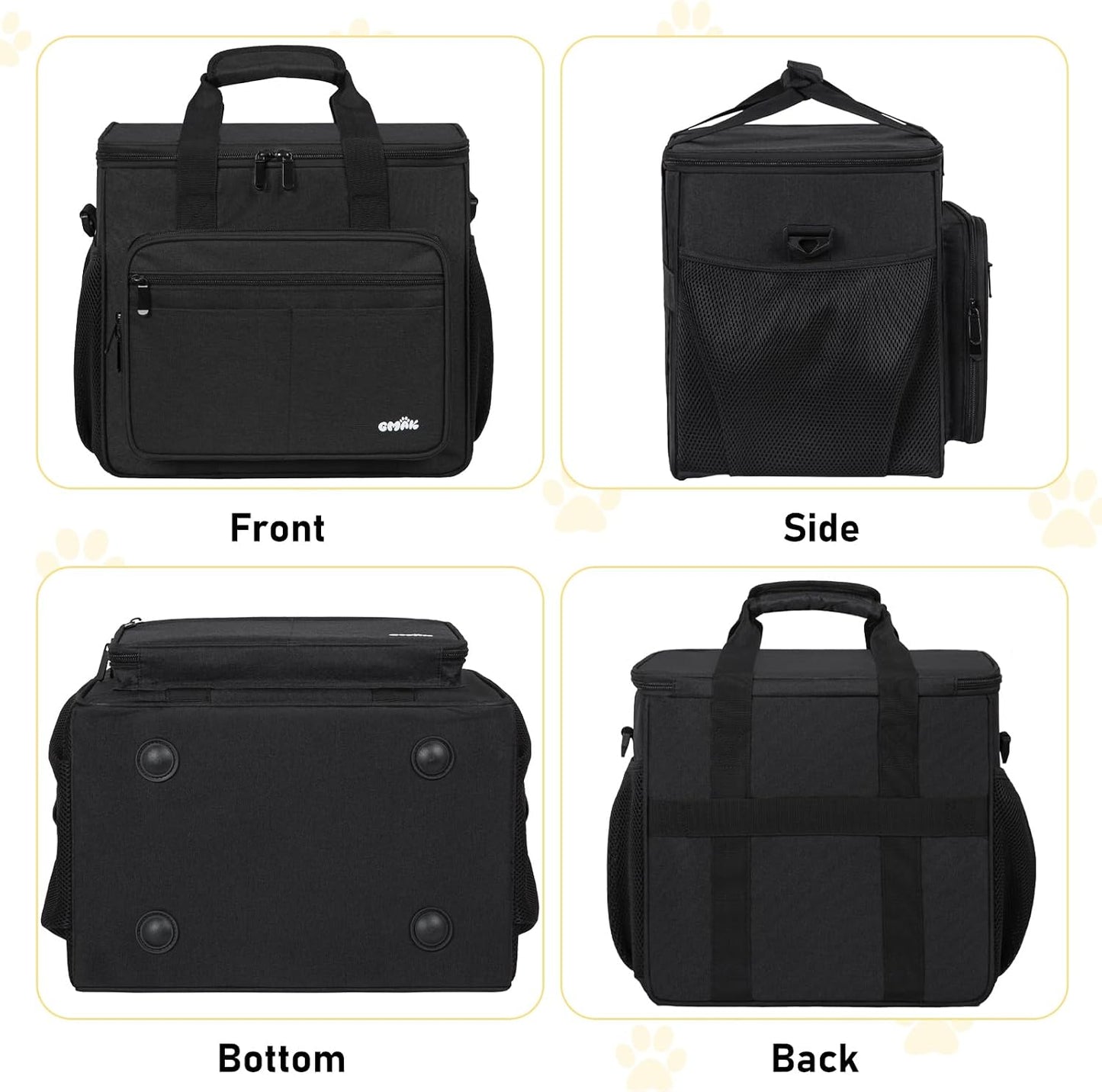 Large Pet Grooming Bag, Dog Grooming Tote Bags Supplies Organizer Case Pets Tools Organizer Tote for Dog Cat Grooming Tool Kit and Accessories, Black(Bag Only)