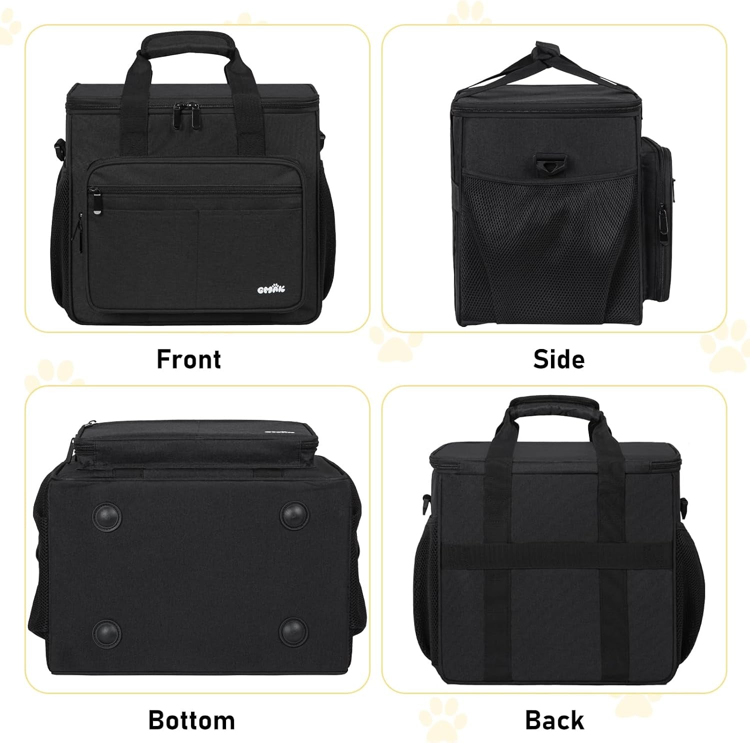 Large Pet Grooming Bag, Dog Grooming Tote Bags Supplies Organizer Case Pets Tools Organizer Tote for Dog Cat Grooming Tool Kit and Accessories, Black(Bag Only)