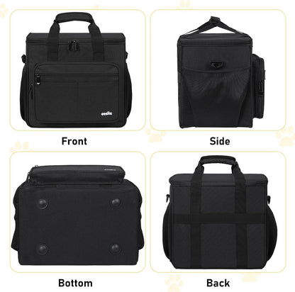Large Pet Grooming Bag, Dog Grooming Tote Bags Supplies Organizer Case Pets Tools Organizer Tote for Dog Cat Grooming Tool Kit and Accessories, Black(Bag Only)