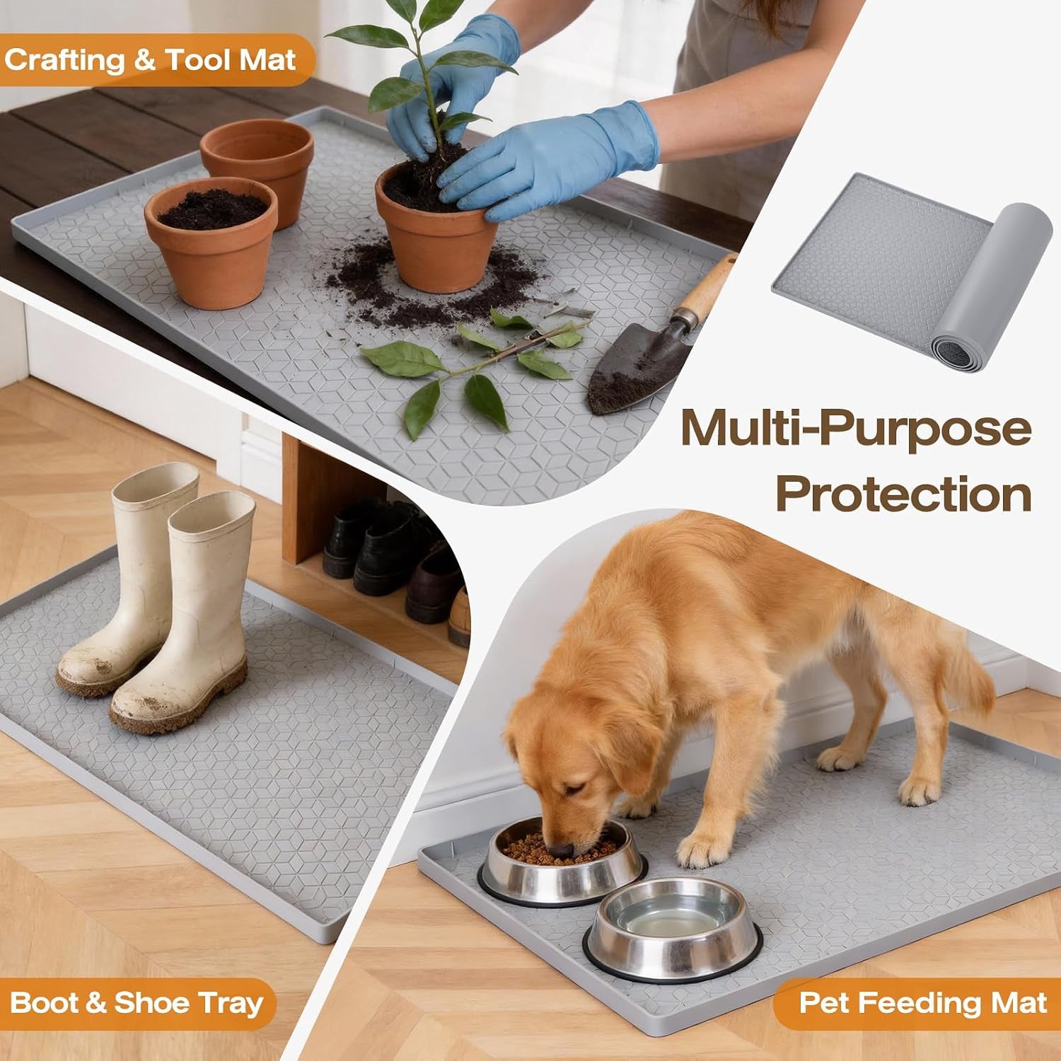 Waterproof under Sink Mat, 34"X22", Drip Tray Shelf Liner, Grey | Silicone, Cabinet Protector, Home Organizer, for Kitchen, Bathroom, Multipurpose, Easy Clean, Leak Proof, Organizes Cabinets