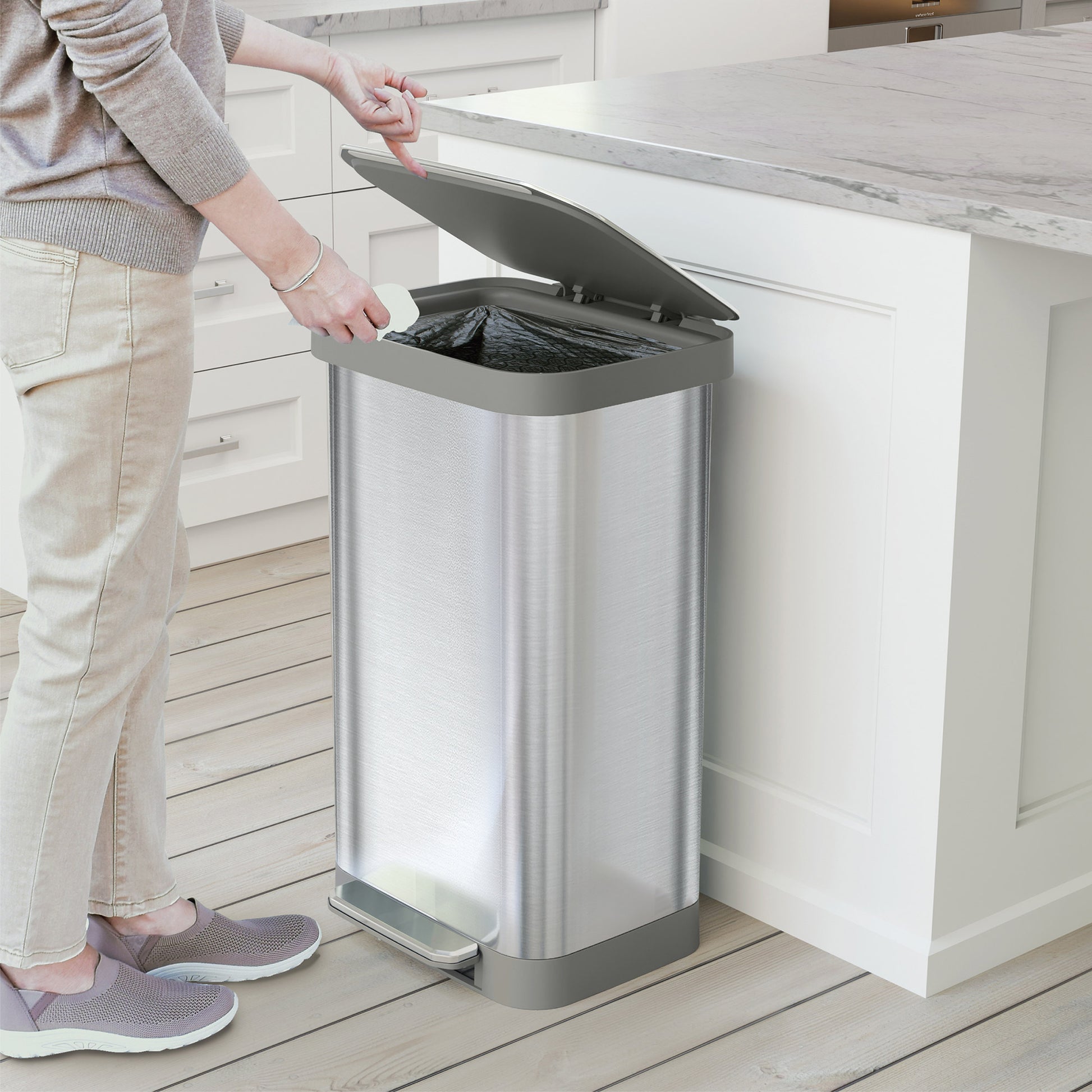 Glad Stainless Steel Trash Can and Bag Bundle