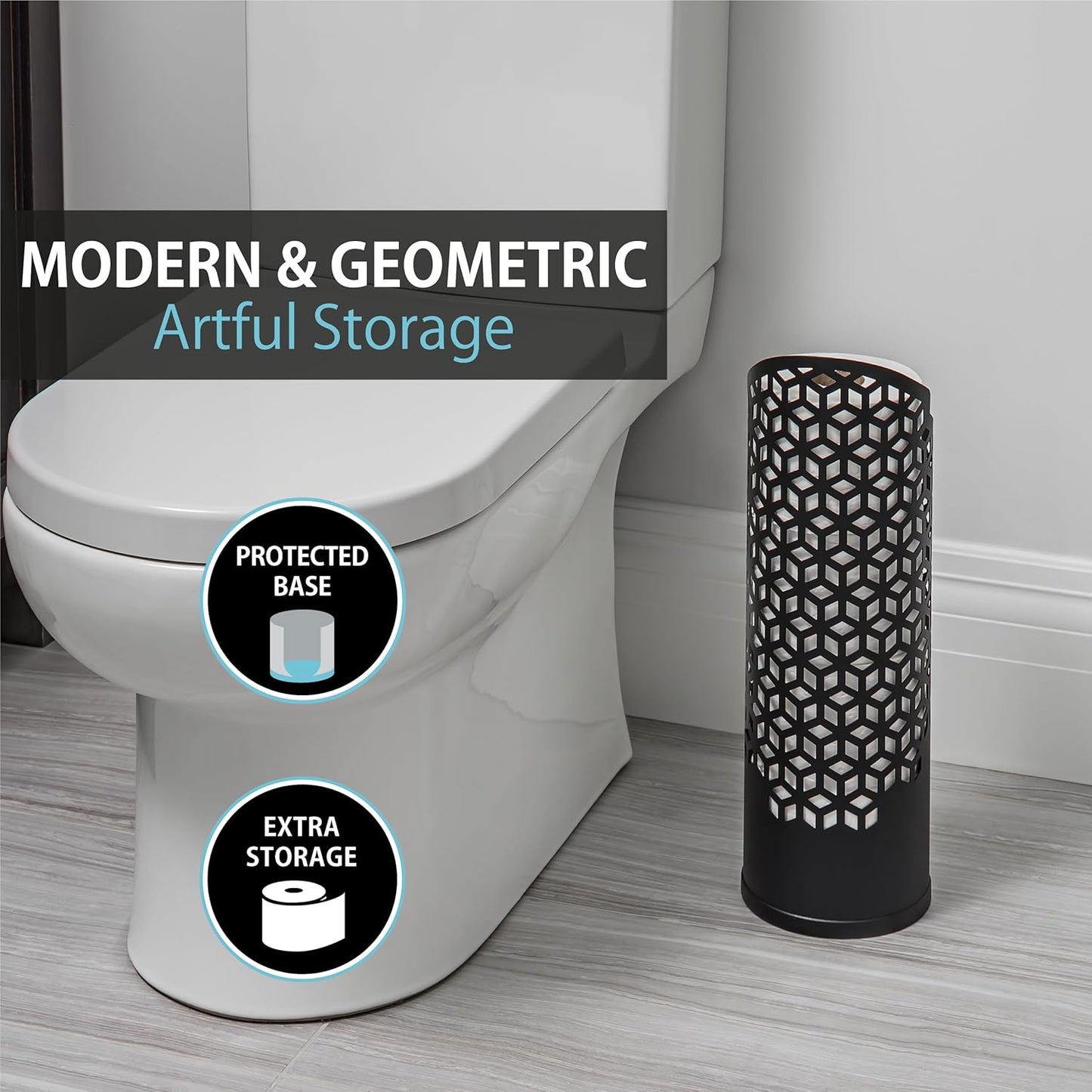 Rollo Hexacube: The Throne's Secret Stash - 4 Rolls of Softness in a Stylish Matte Black Fortress, No Tools Required for Your Bathroom's Royalty!
