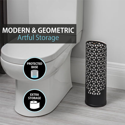 Rollo Hexacube: The Throne's Secret Stash - 4 Rolls of Softness in a Stylish Matte Black Fortress, No Tools Required for Your Bathroom's Royalty!
