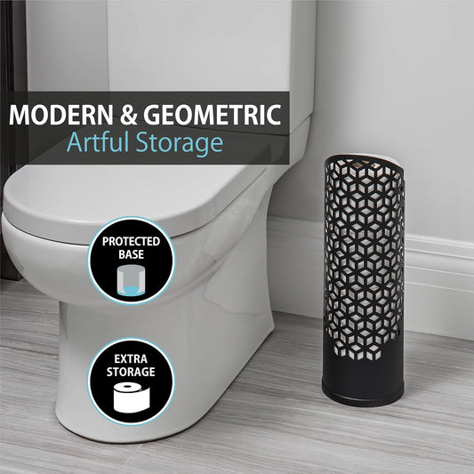Rollo Hexacube: The Throne's Secret Stash - 4 Rolls of Softness in a Stylish Matte Black Fortress, No Tools Required for Your Bathroom's Royalty!