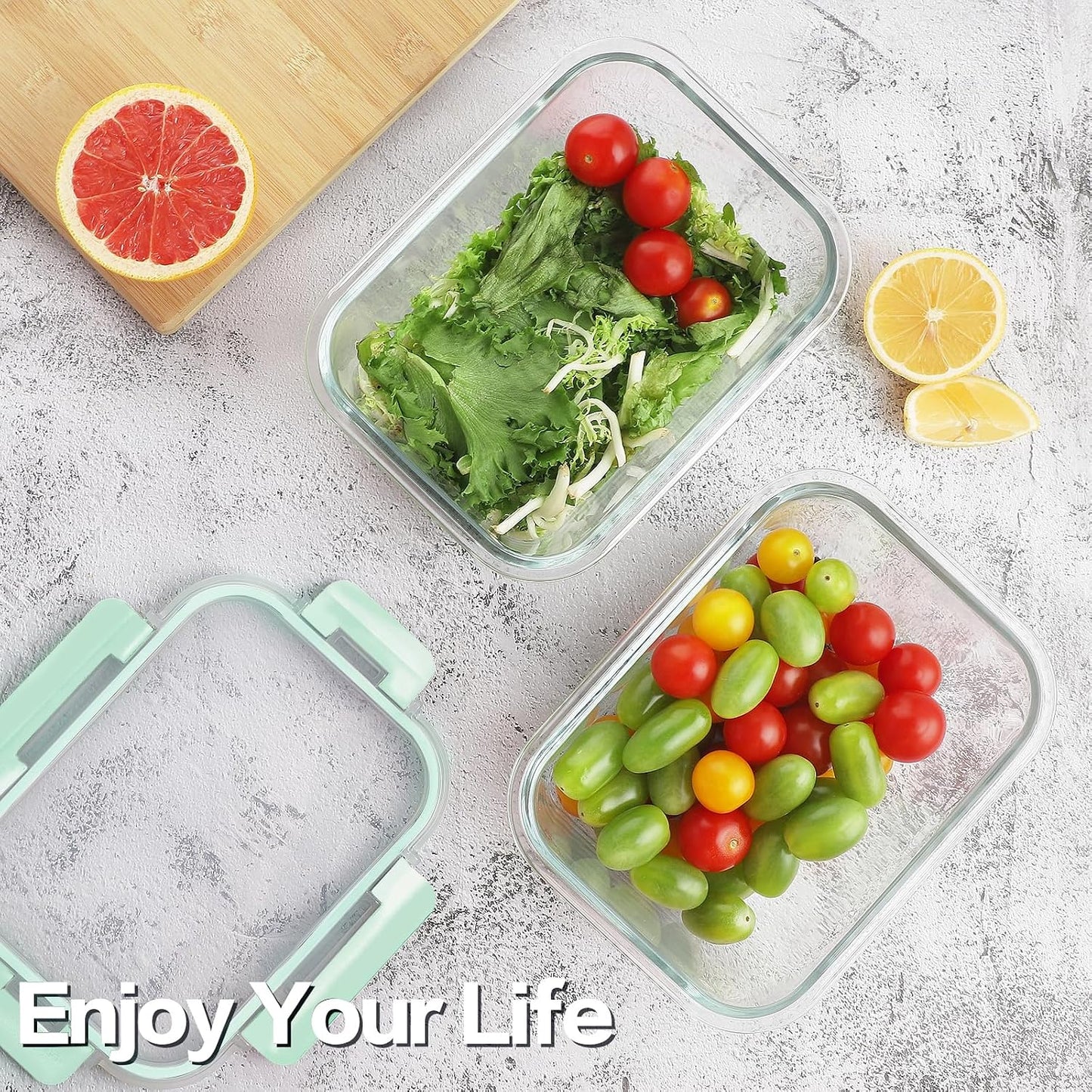 24Pc Glass Food Storage Containers with Lids, Glass Meal Prep Containers, Airtight Bento Boxes, BPA Free & Leak Proof, Pantry Kitchen Storage(12 Lids & 12 Containers) - Blue