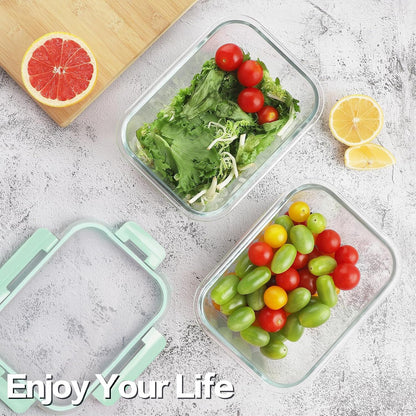 24Pc Glass Food Storage Containers with Lids, Glass Meal Prep Containers, Airtight Bento Boxes, BPA Free & Leak Proof, Pantry Kitchen Storage(12 Lids & 12 Containers) - Blue