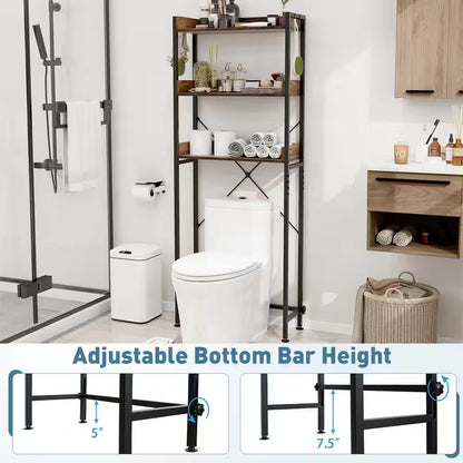 The Great Toilet Tetris: 3-Tier Metal Shelf for Your Bathroom's Vertical Ambitions!