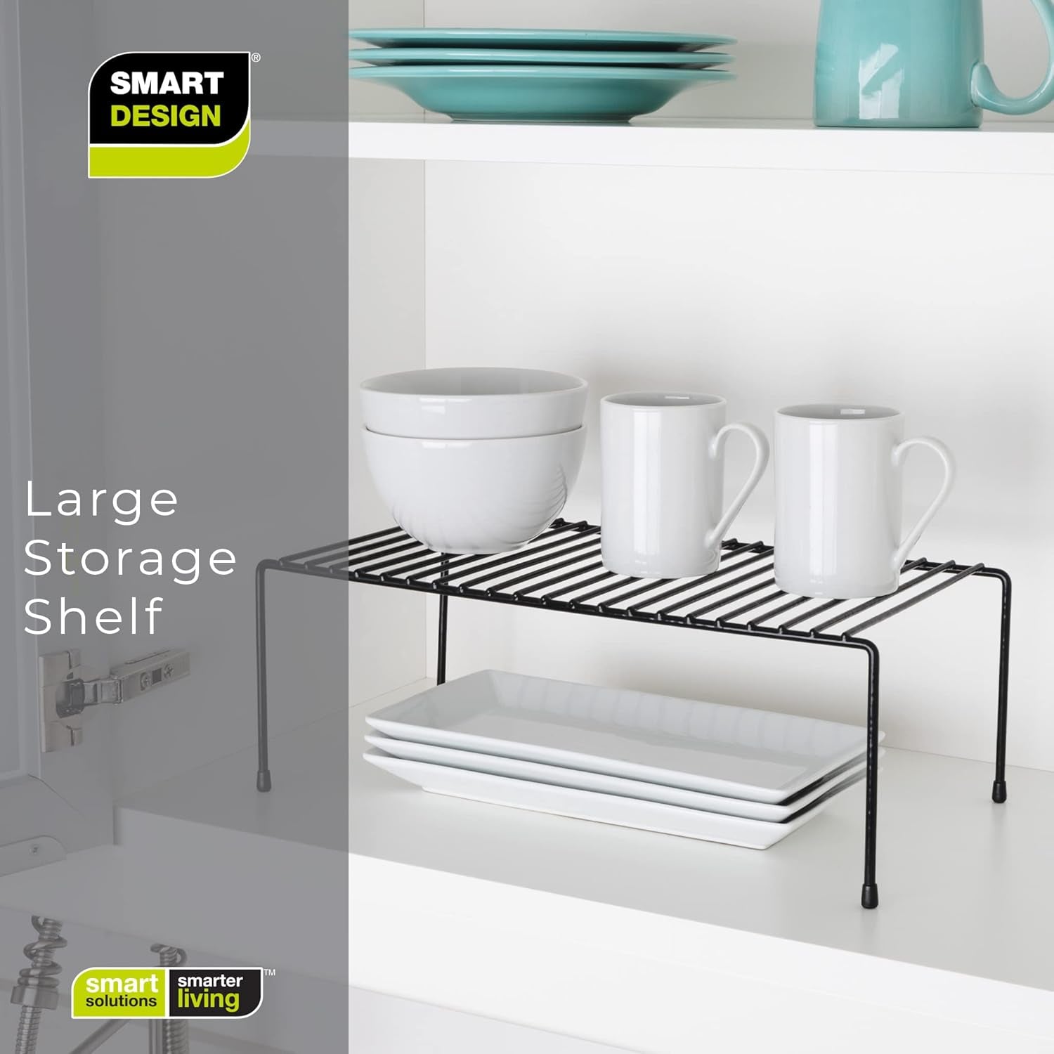 Large Classic Storage Shelf (8.5 x 16 in.) - Durable Steel Pantry Organizer with Rust-Resistant Finish and Non-Slip Feet for Efficient Home Organization and Storage