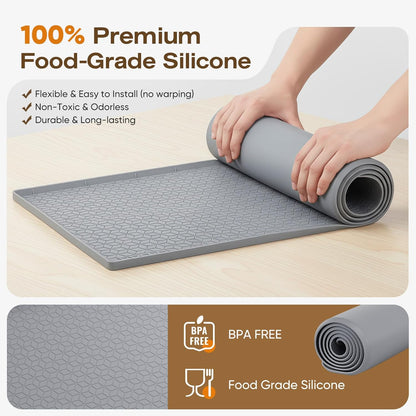 Waterproof under Sink Mat, 34"X22", Drip Tray Shelf Liner, Grey | Silicone, Cabinet Protector, Home Organizer, for Kitchen, Bathroom, Multipurpose, Easy Clean, Leak Proof, Organizes Cabinets