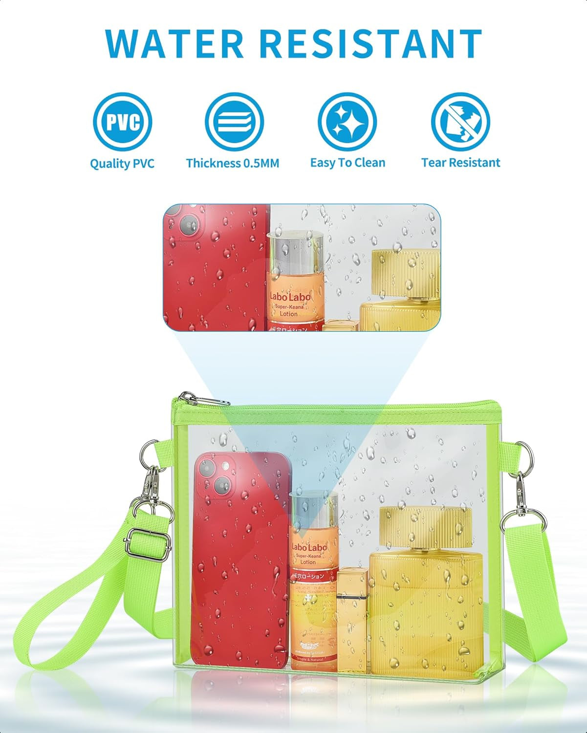 Clear Bag for Stadium Events, Clear Purse with Detachable Strap, Sports Fan Handbag Purses for Game Day and Concert