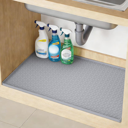 Waterproof under Sink Mat, 34"X22", Drip Tray Shelf Liner, Grey | Silicone, Cabinet Protector, Home Organizer, for Kitchen, Bathroom, Multipurpose, Easy Clean, Leak Proof, Organizes Cabinets