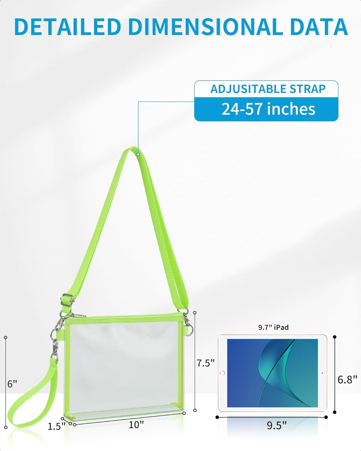 Clear Bag for Stadium Events, Clear Purse with Detachable Strap, Sports Fan Handbag Purses for Game Day and Concert