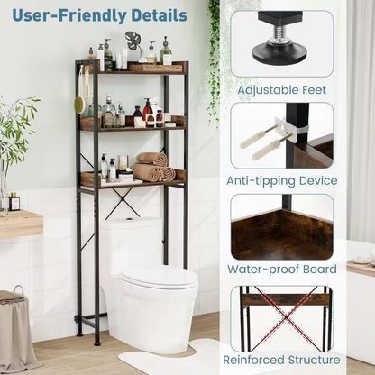 The Great Toilet Tetris: 3-Tier Metal Shelf for Your Bathroom's Vertical Ambitions!