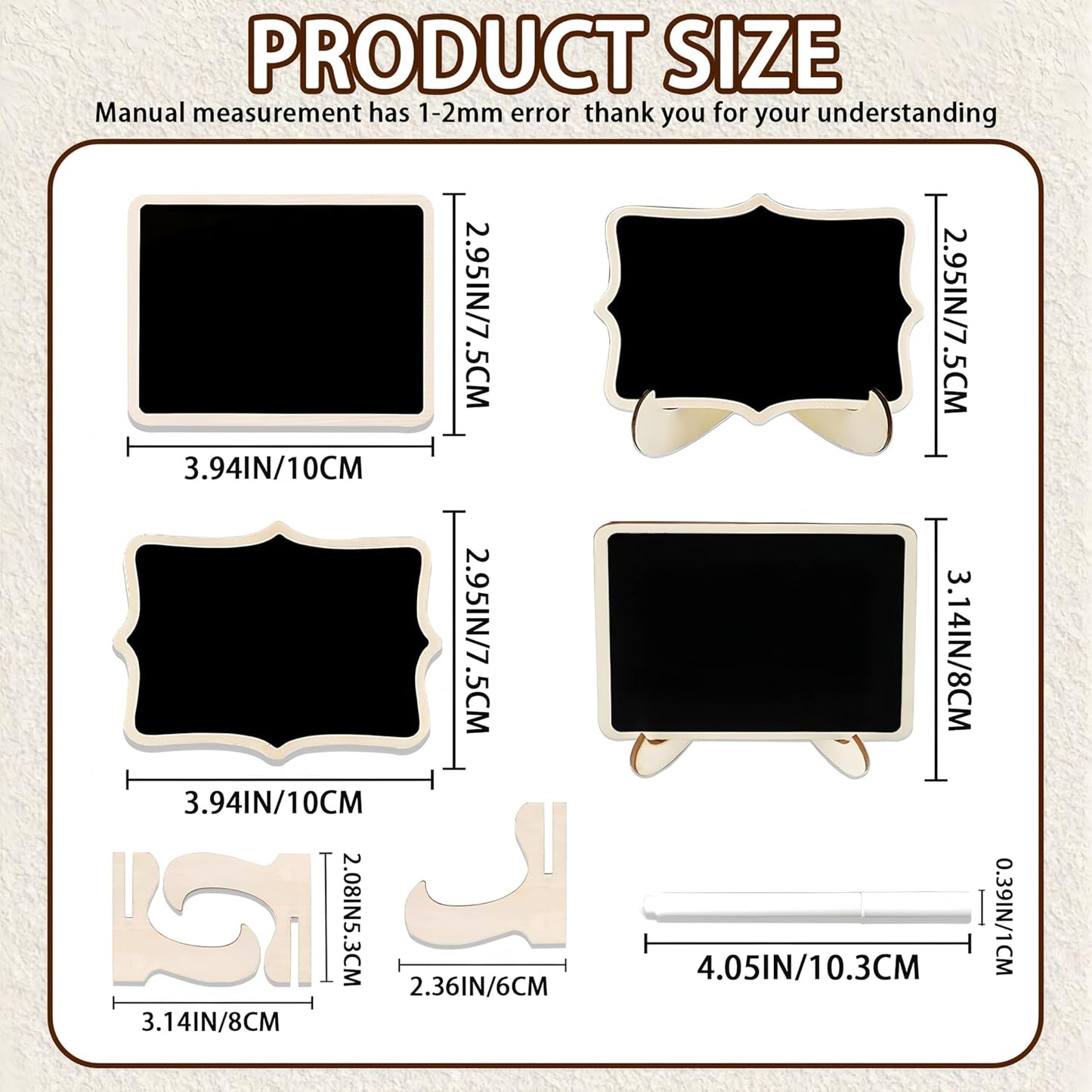 20PCS Mini Chalkboard Signs for Food Party Buffet Display Small Rectangle Chalkboards Blackboard with Stand for Tables W/1 Liquid Chalk,Wood Place Cards for Wedding,Birthday Party, Message Board Signs