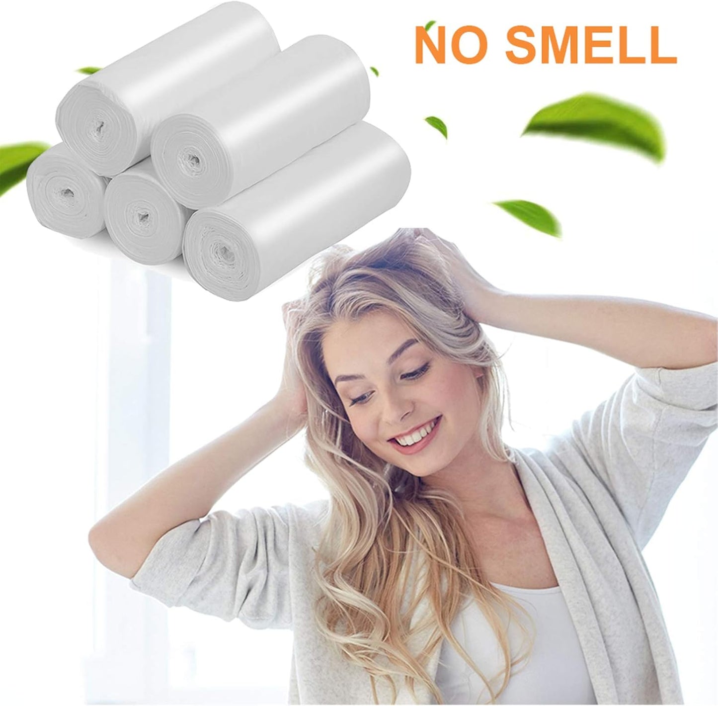 8 Gallon Compostable Trash Bags  Tall Kitchen Garbage Bags Recycling Unscented Strong Wastebasket Bin Liners Medium Trash Can Liners for Bathroom,Bedroom,Office,Car (White)