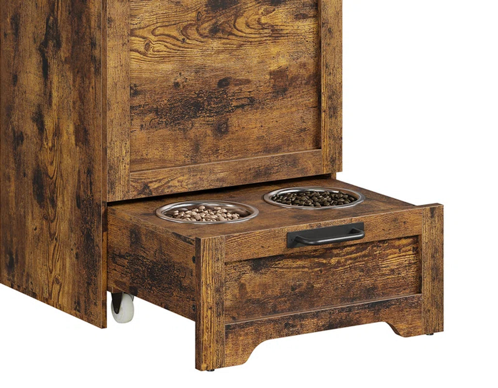 Pet Food Cabinet,Dog Feeding Station with 2 Elevated Dog Bowls