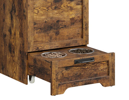Pet Food Cabinet,Dog Feeding Station with 2 Elevated Dog Bowls