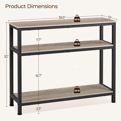 Yaheetech Entryway Table with Storage Shelves, 40 Inch Console Table with Metal Frame, Wood behind Couch Sofa Tables for Entryway, Living Room, Gray
