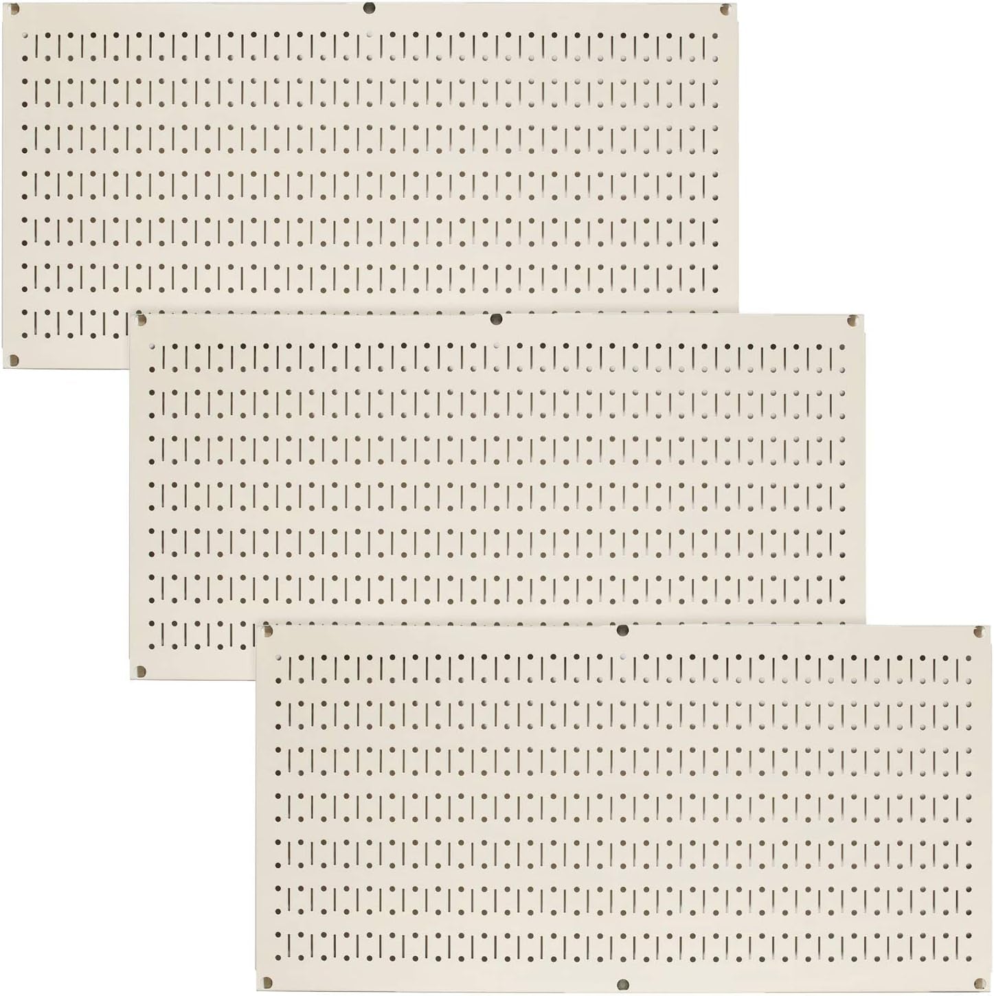 Pegboard Value Pack - Set of Three 16-Inch Tall x 32-Inch Wide Horizontal Metal Wallboards for Home and Garage Tool Storage Organization in Beige