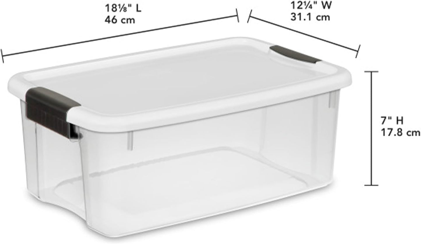 4 Sets of 116 Quart and 6 Sets of 18 Quart Heavy-Duty Stackable Clear Latch Lid Storage Container Tote for Home Organization