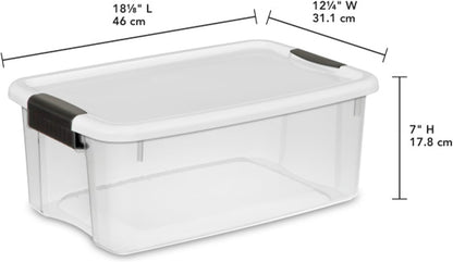 4 Sets of 116 Quart and 6 Sets of 18 Quart Heavy-Duty Stackable Clear Latch Lid Storage Container Tote for Home Organization