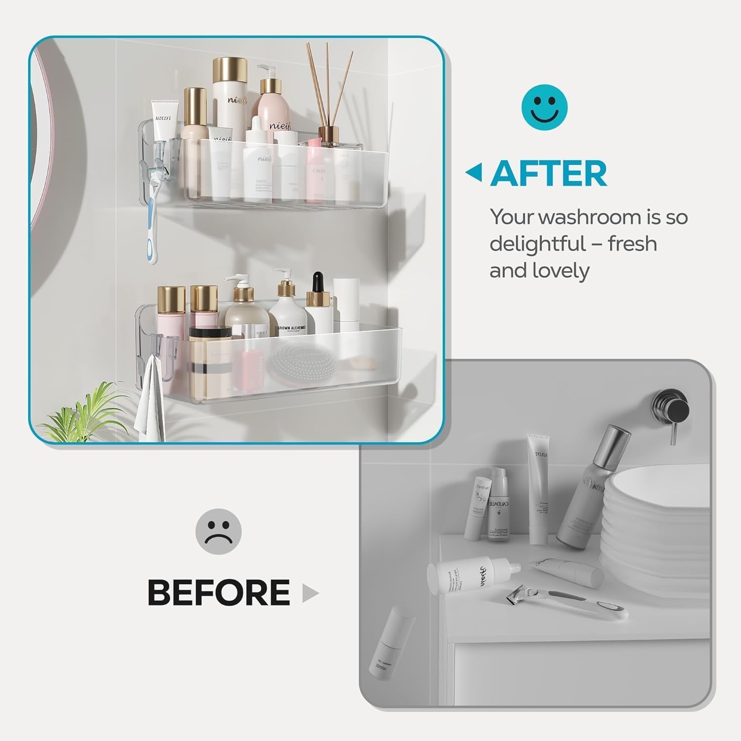 Stick 'Em Up Shower Shelf Duo: The Ultimate Bathroom Clutter Busters!